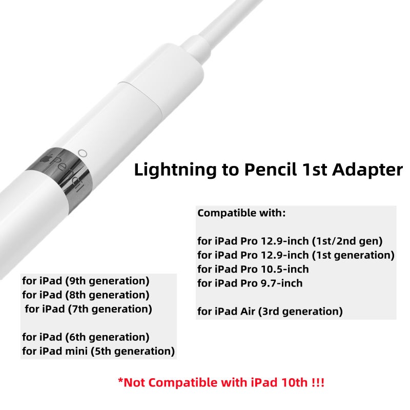 COOYA Pencil Adapter Compatible with Apple Pencil 1st Gen Generation, 2-Pack iPencil Charger Connector for Lightning Charging Adapter for iPad Pro Air - Image 4